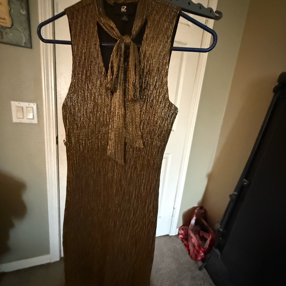 Iz Byer Gold Backless Dress